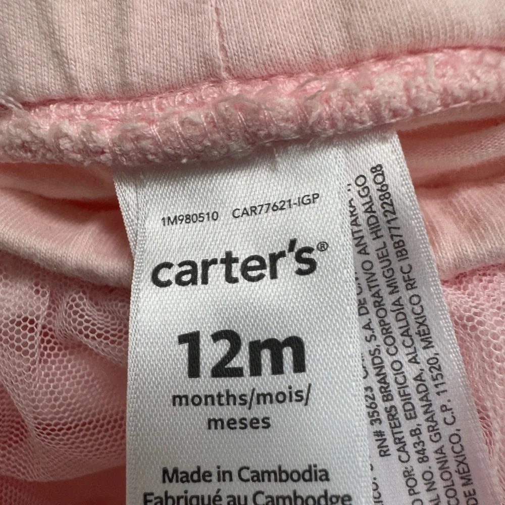 Carter’s 12M Girls Pink Stripe Tutu Leggings Pants